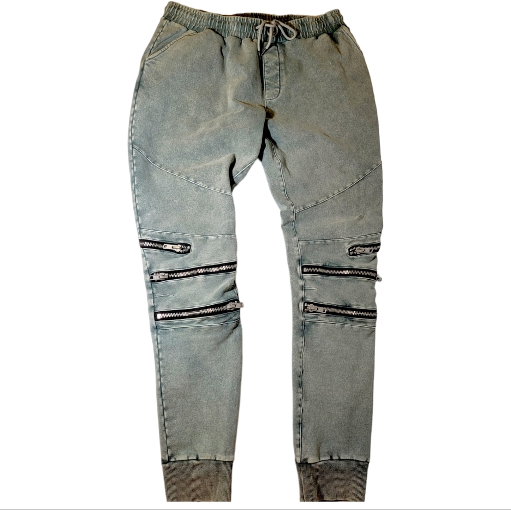 Nana Judy Men's Zippered Joggers Size Large Ankle Tight Pants Gray